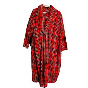 The Vermont Country Store Plaid Red Flannel Wrap Robe Size 3X